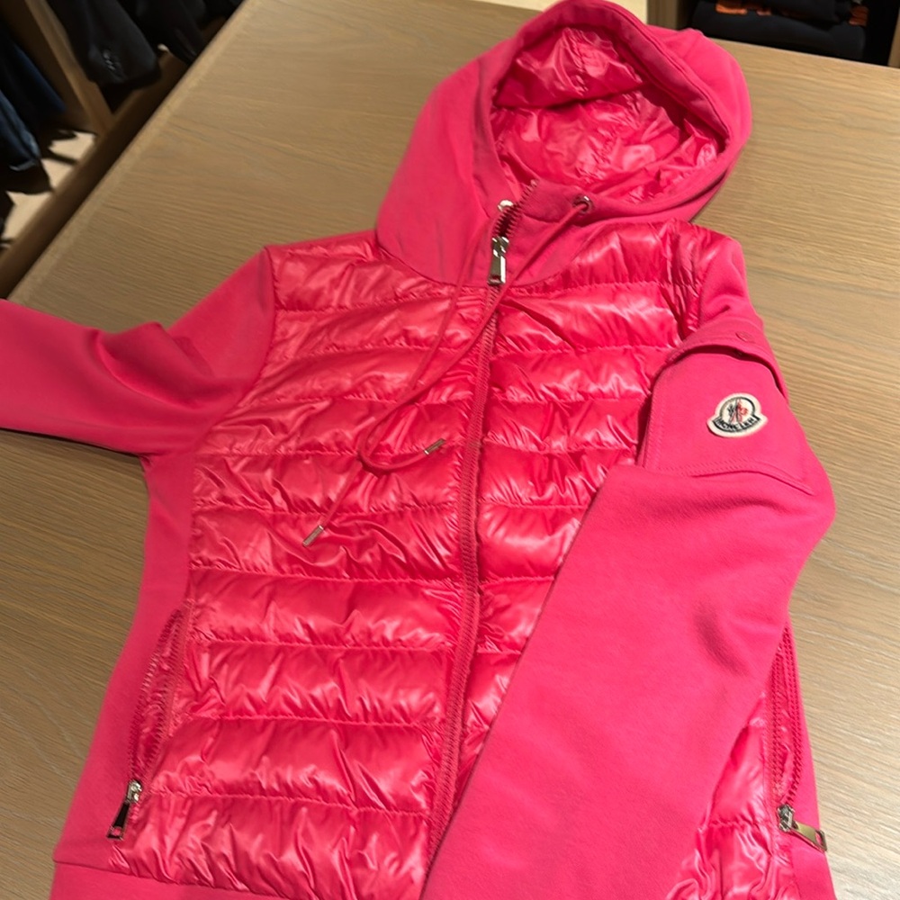 Moncler pink zip hoodie